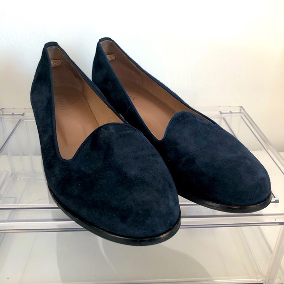 Shoon Navy Blue Suede Loafers - Picture 1 of 9